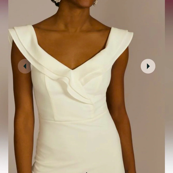 City Triangles White Short Ruffled Stretch Crepe Dress Size 5 - Picture 10 of 12